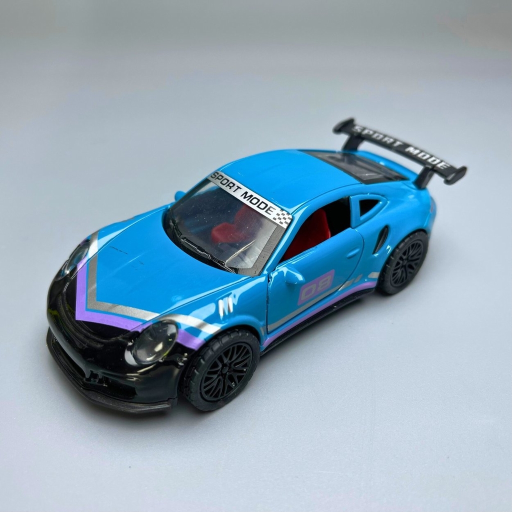 Mô Hình xe Porsche 911 màu xanh trời vạch tím đen - tỉ lệ 1:36 Hợp kim có thể mở cửa - bánh sau chạy cót - Dài 12cm - rộng 5cm - cao 3.5cm - nặng : 200gram - FULL BOX : box màu - OTO81 - N3-K3-T4-S2