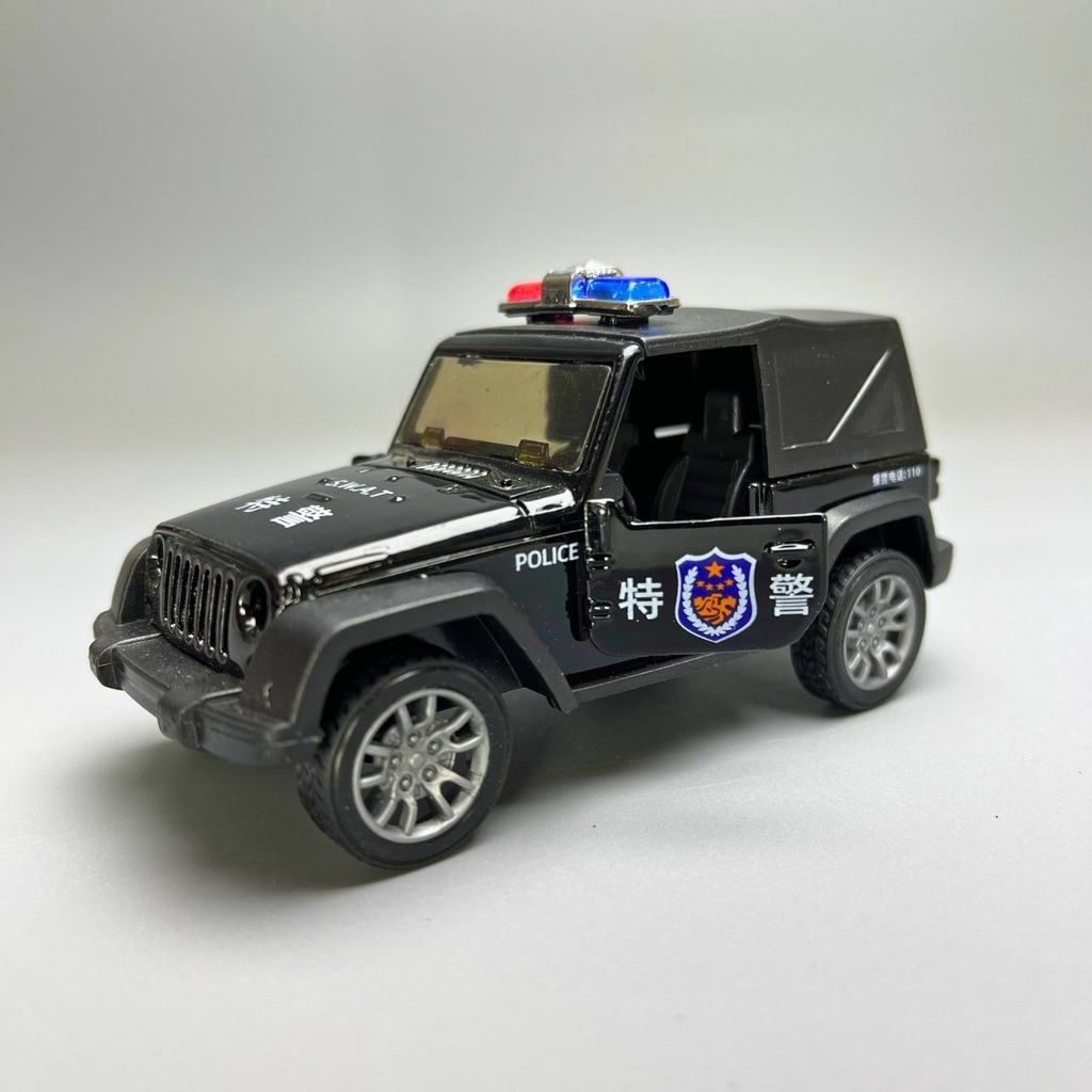 Mô Hình xe JEEP Police màu đen - tỉ lệ 1:36 Hợp kim có thể mở cửa - bánh sau chạy cót - Dài 11cm - rộng 5cm - cao 4cm - nặng : 200gram - FULL BOX : box màu