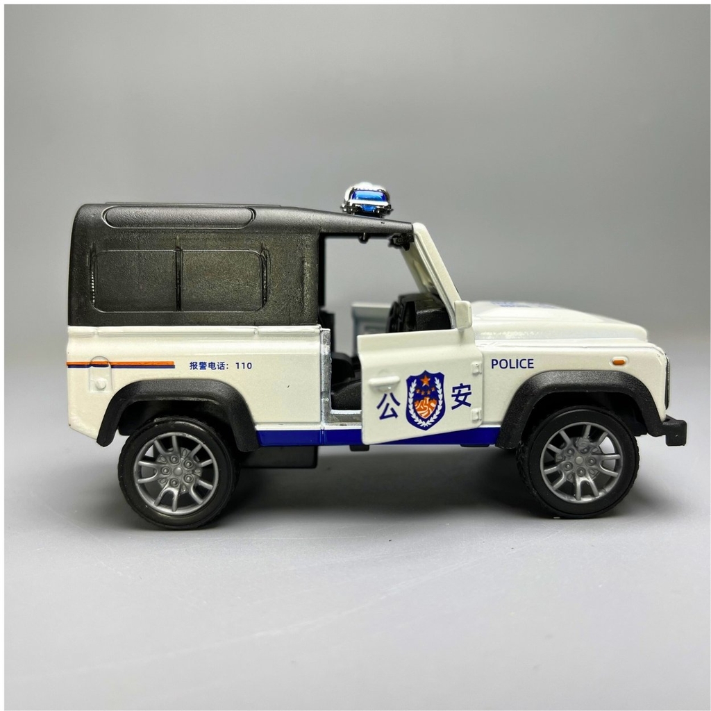 Mô Hình xe JEEP thùng Police màu trắng - tỉ lệ 1:36 Hợp kim có thể mở cửa - bánh sau chạy cót - Dài 11cm - rộng 5cm - cao 4cm - nặng : 200gram - FULL BOX : box màu