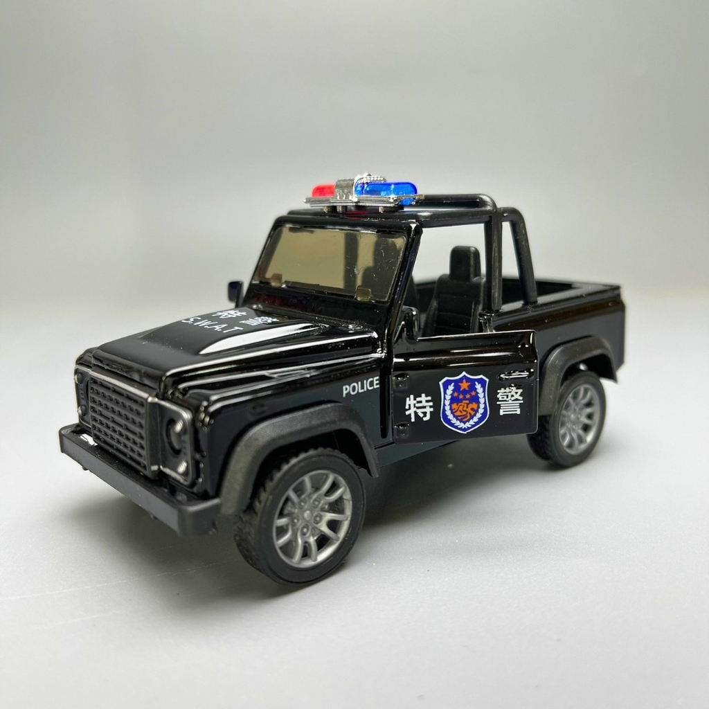 Mô Hình xe JEEP mui trần Police màu đen - tỉ lệ 1:36 Hợp kim có thể mở cửa - bánh sau chạy cót - Dài 11cm - rộng 5cm - cao 4cm - nặng : 200gram - FULL BOX : box màu