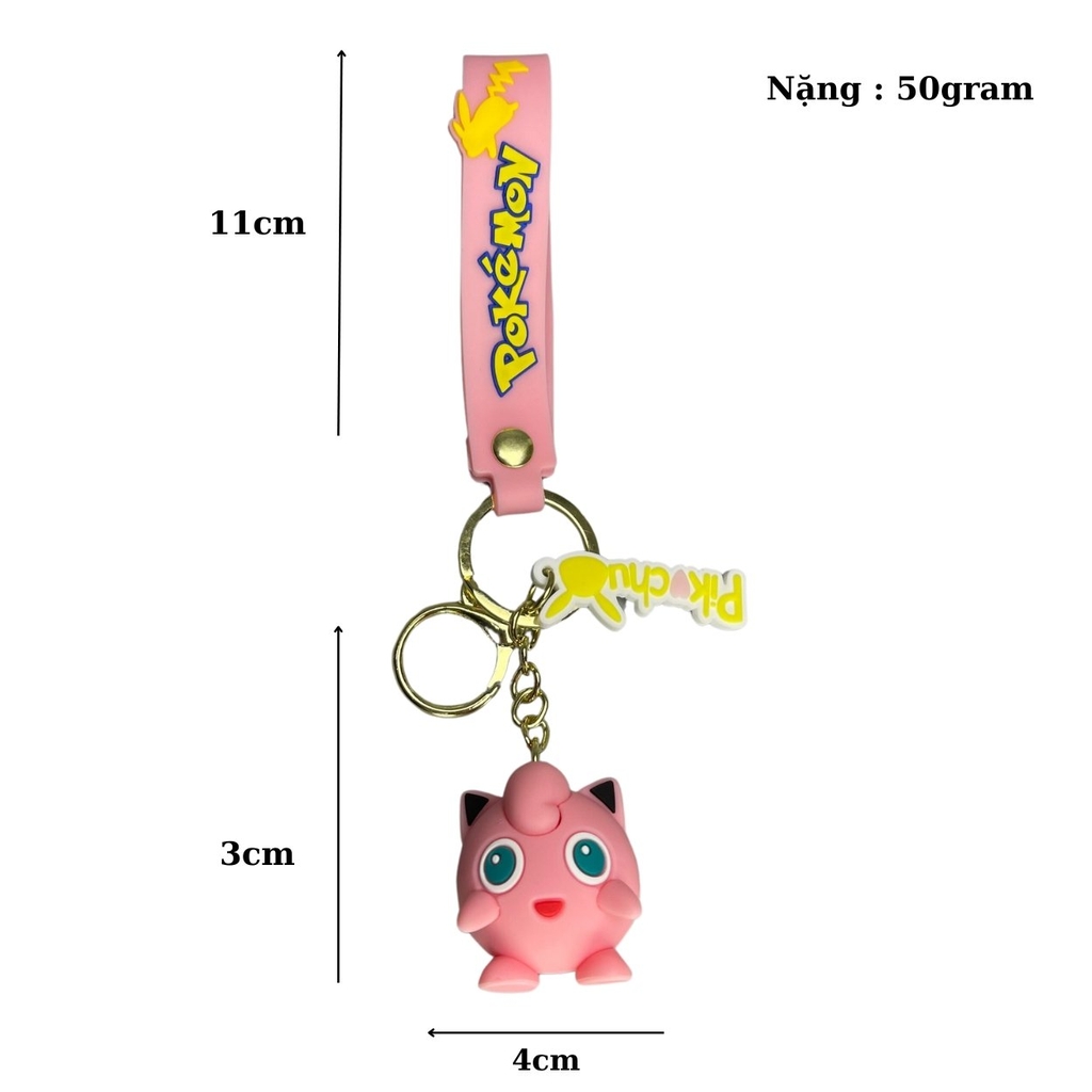 Mô Hình móc khóa Pokemon Jigglypuff - dây dài 11cm - Mô Hình cao 3cm - nặng 50gram - No Box : bọc túi OPP - K77-T3-S3