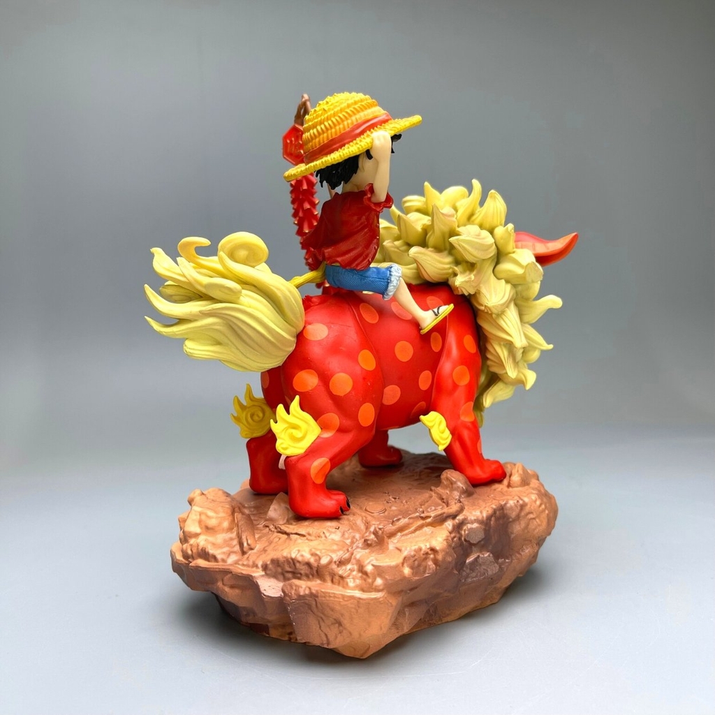 Mô Hình OnePiece Luffy cầm pháo cưỡi sư tử đỏ - Cao 15cm - nặng 500gram - Phụ kiện : 1 cây pháo + đế, Figure OnePiece - full box - có hộp màu N1-K36-T4-S3