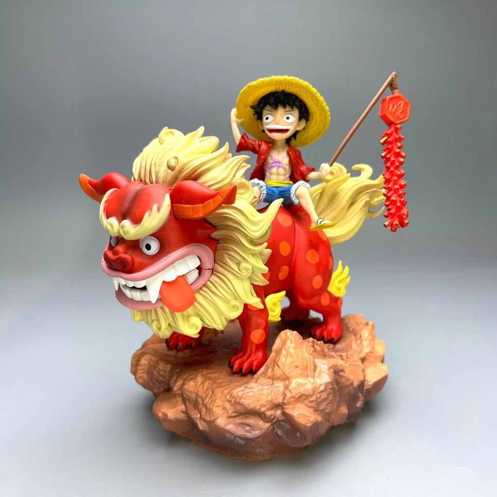 Mô Hình OnePiece Luffy cầm pháo cưỡi sư tử đỏ - Cao 15cm - nặng 500gram - Phụ kiện : 1 cây pháo + đế, Figure OnePiece - full box - có hộp màu N1-K36-T4-S3