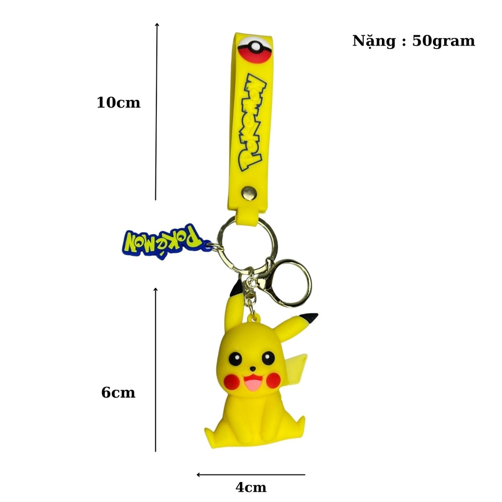 Móc Khóa Pikachu ngồi - Dây móc dài : 10cm - Mô Hình Cao : 6cm - Nặng : 50gram - No Box : bọc túi OPP