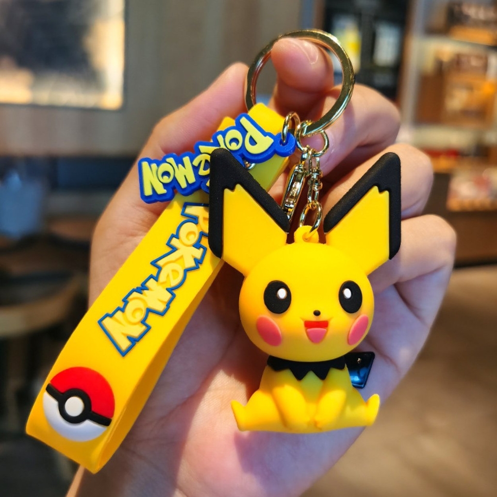 Móc Khóa Pikachu ngồi tai đen - Dây móc dài : 10cm - Mô Hình Cao : 6cm - Nặng : 50gram - No Box : - SKU: moc76 - (Vat: 88223-7) -  K78-T3-S5