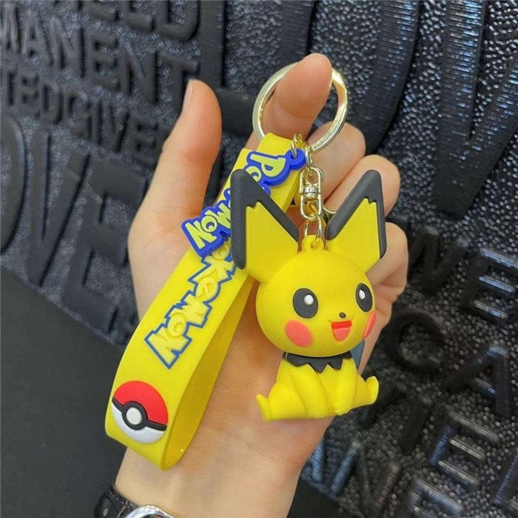 Móc Khóa Pikachu ngồi tai đen - Dây móc dài : 10cm - Mô Hình Cao : 6cm - Nặng : 50gram - No Box : bọc túi OPP