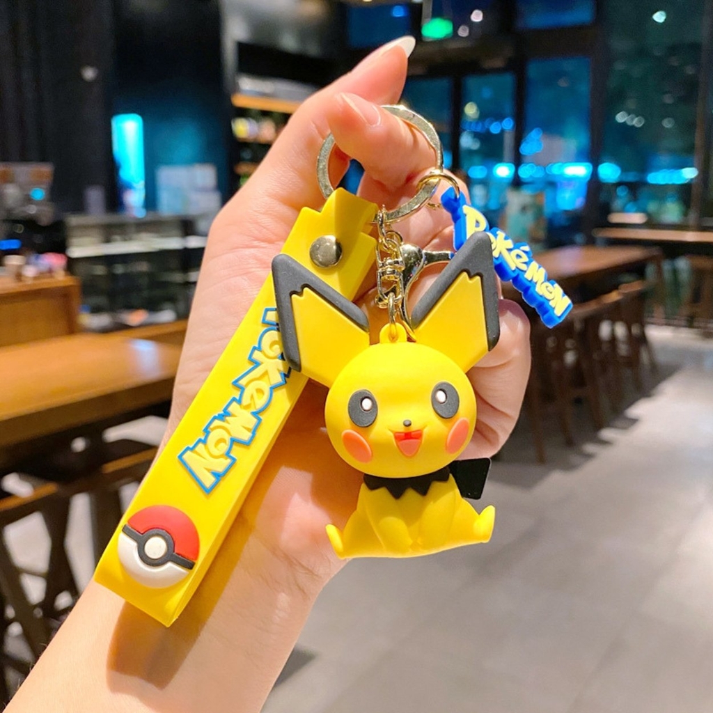 Móc Khóa Pikachu ngồi tai đen - Dây móc dài : 10cm - Mô Hình Cao : 6cm - Nặng : 50gram - No Box : bọc túi OPP