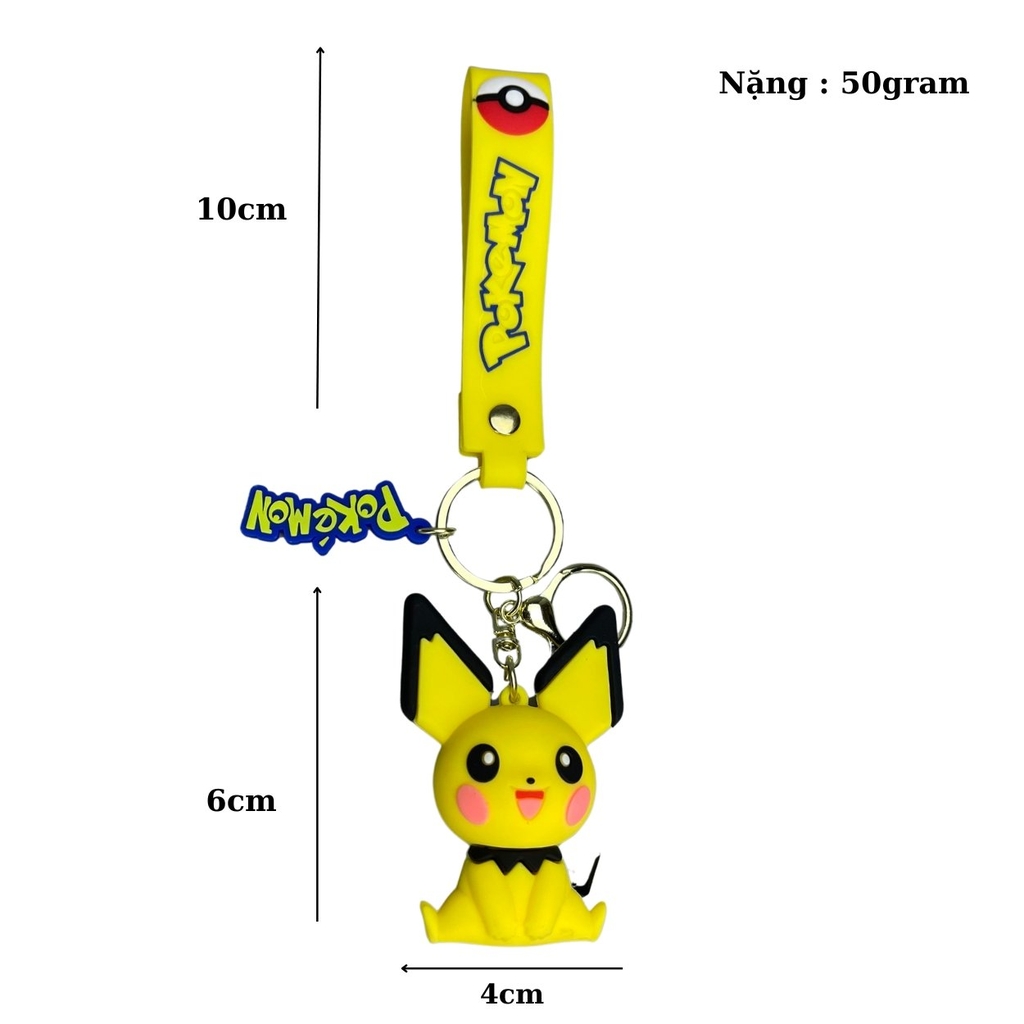 Móc Khóa Pikachu ngồi tai đen - Dây móc dài : 10cm - Mô Hình Cao : 6cm - Nặng : 50gram - No Box : bọc túi OPP n3-k14-t6-s1