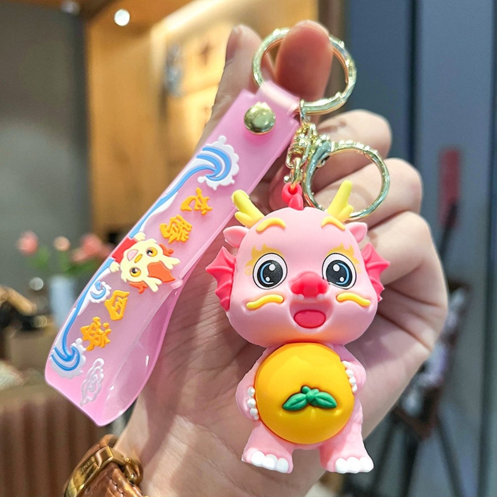Móc Khóa Rồng hồng  - Dây móc dài : 10cm - Mô Hình Cao : 7cm - Nặng : 50gram - No Box : bọc túi OPP -K79-T2-S14