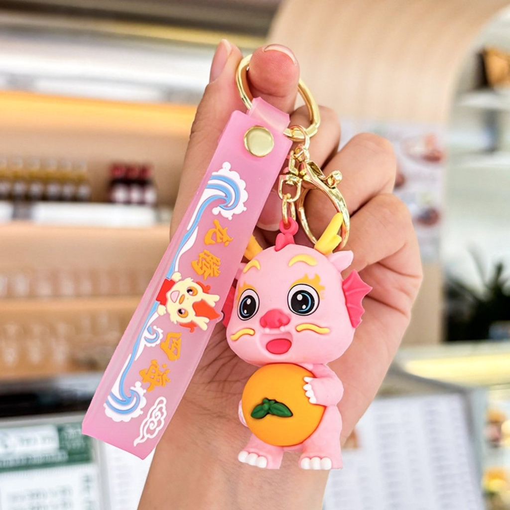 Móc Khóa Rồng hồng  - Dây móc dài : 10cm - Mô Hình Cao : 7cm - Nặng : 50gram - No Box : bọc túi OPP -K79-T2-S14