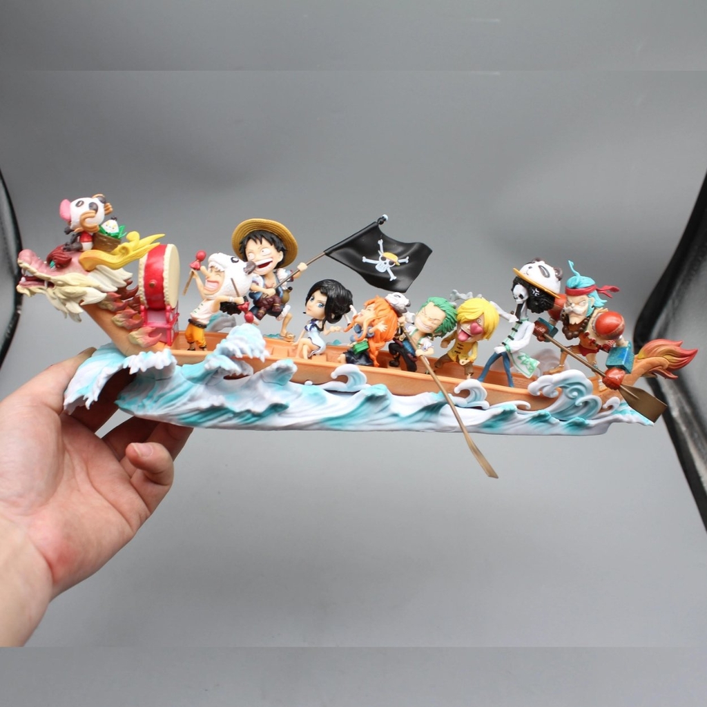 Mô Hình OnePiece băng mũ rơm chèo thuyền rồng - Cao 16cm - ngang 33cm - nặng 730gram - Box carton N1-K36-T5-S1