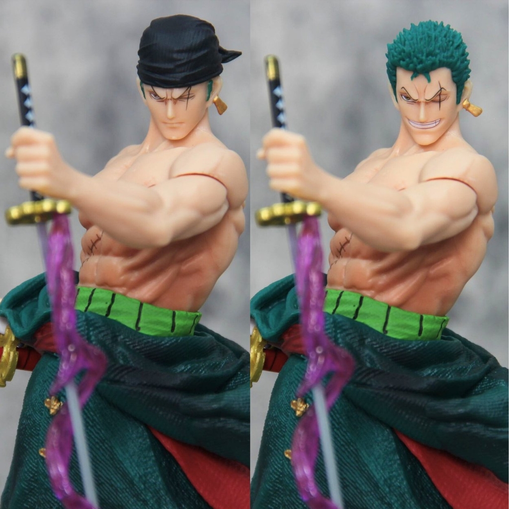 Mô Hình OnePiece Zoro dáng đứng cầm kiếm - Cao 24cm - nặng 450gram - Phụ kiện : Kiếm , đầu thay thay thế -  Figure OnePiece -  Có Hộp màu - N4-K15