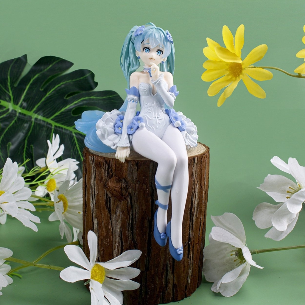 Mô Hình Hatsune Miku váy xanh ngồi - Cao 15cm - nặng 100Gram - Figure Miku - Có Hộp màu