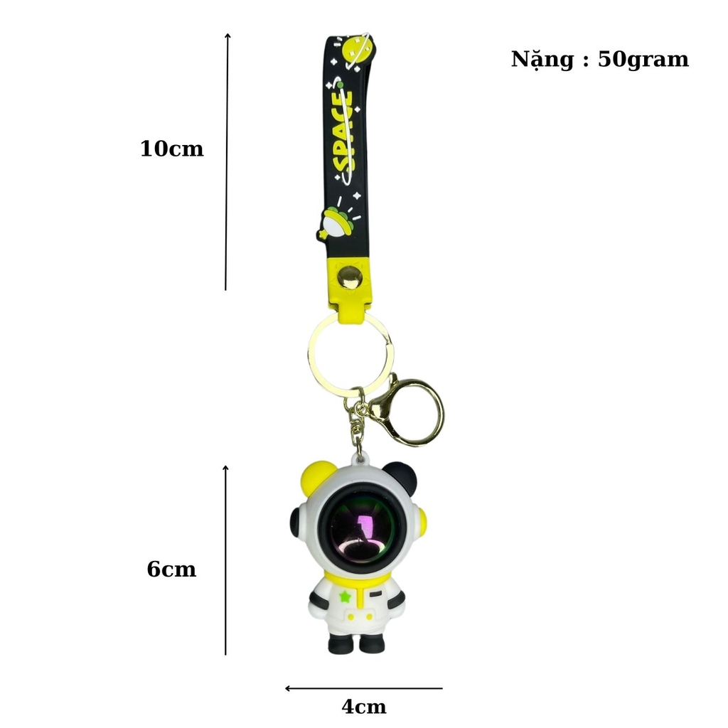 Móc Khóa Phi hành gia màu vàng - Dây móc dài : 10cm - Mô Hình Cao : 6cm - Nặng : 50gram - No Box : bọc túi OPP N3-K61-T3-S3