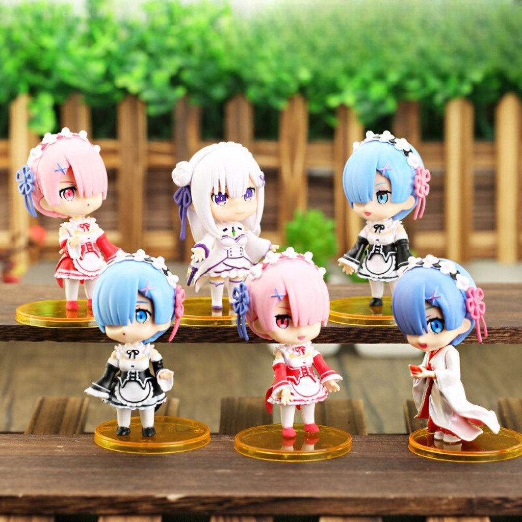 Mô Hình RE:ZERO bộ 6 nhân vật Rem chibi - Cao 10cm - nặng 300Gram - Figure RE:ZERO - No Box : bọc túi OPP