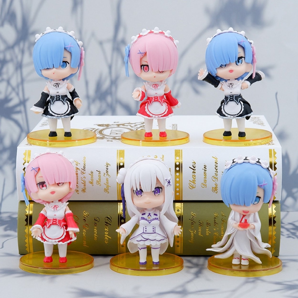 Mô Hình RE:ZERO bộ 6 nhân vật Rem chibi - Cao 10cm - nặng 300Gram - Figure RE:ZERO - No Box : bọc túi OPP