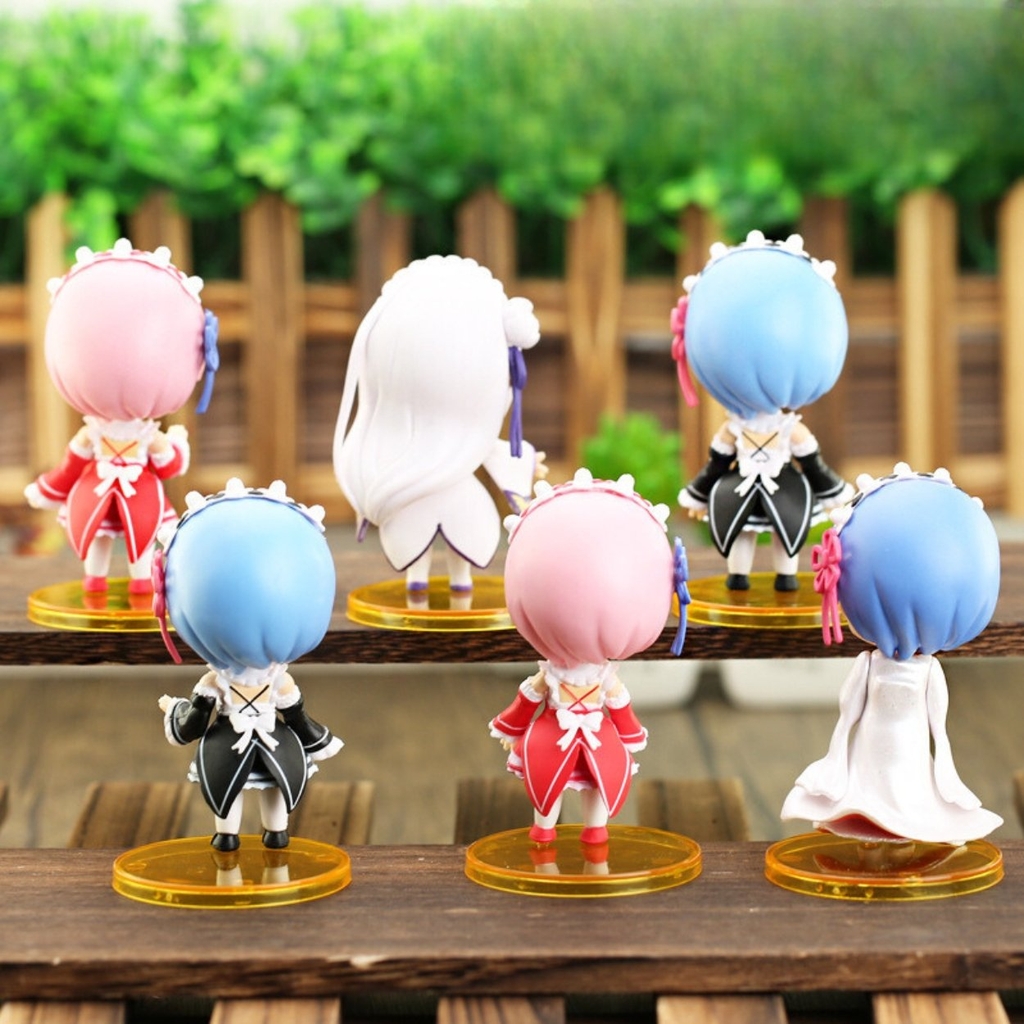 Mô Hình RE:ZERO bộ 6 nhân vật Rem chibi - Cao 10cm - nặng 300Gram - Figure RE:ZERO - No Box : bọc túi OPP