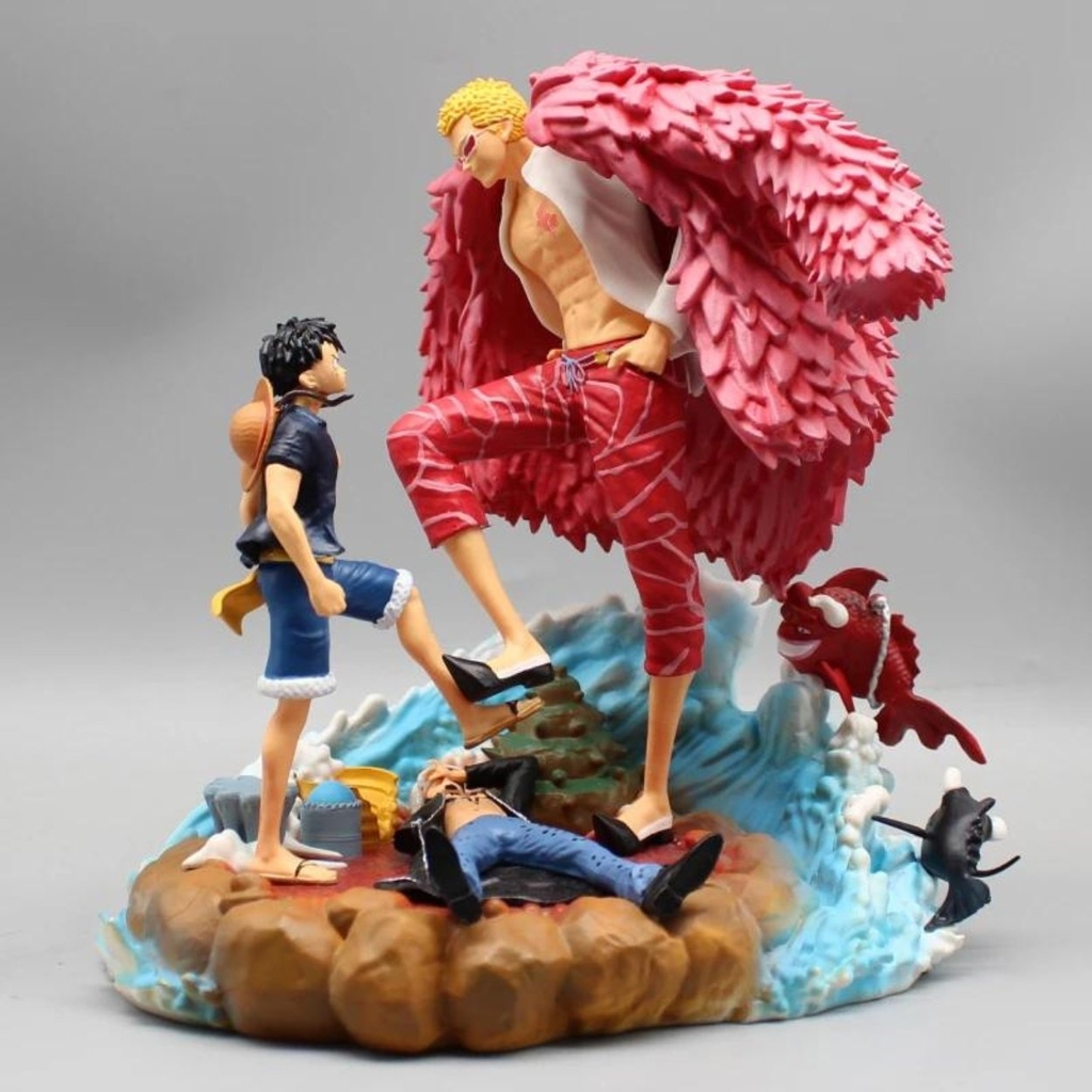 Mô Hình OnePiece Luffy và Law chiến đấu Doflamingo cao 20cm - nặng 1kg - Box màu - Figure OnePiece