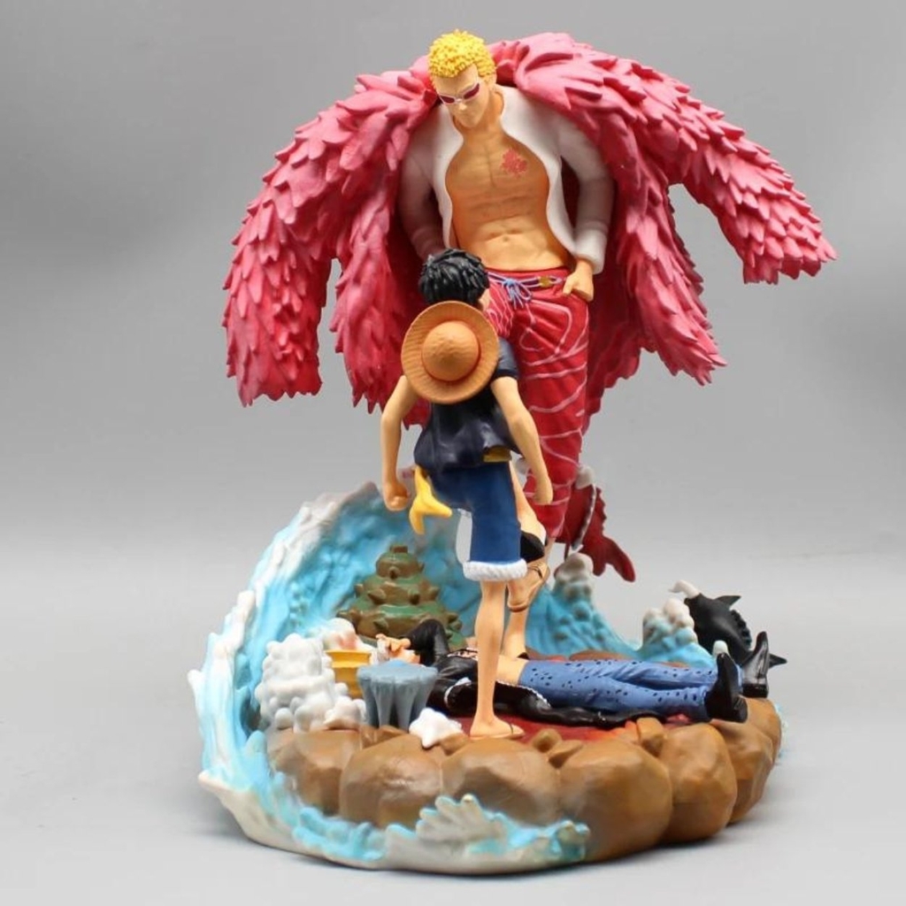 Mô Hình OnePiece Luffy và Law chiến đấu Doflamingo cao 20cm - nặng 1kg - Box màu - Figure OnePiece