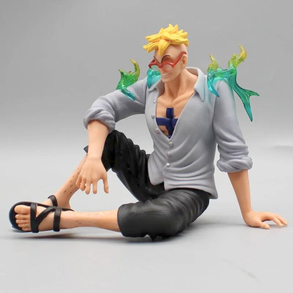 Mô Hình One Piece Marco ngồi - Cao 15cm - Nặng 400gram- Có Hộp màu - Phụ kiện : Kính - Figure anime One Piece