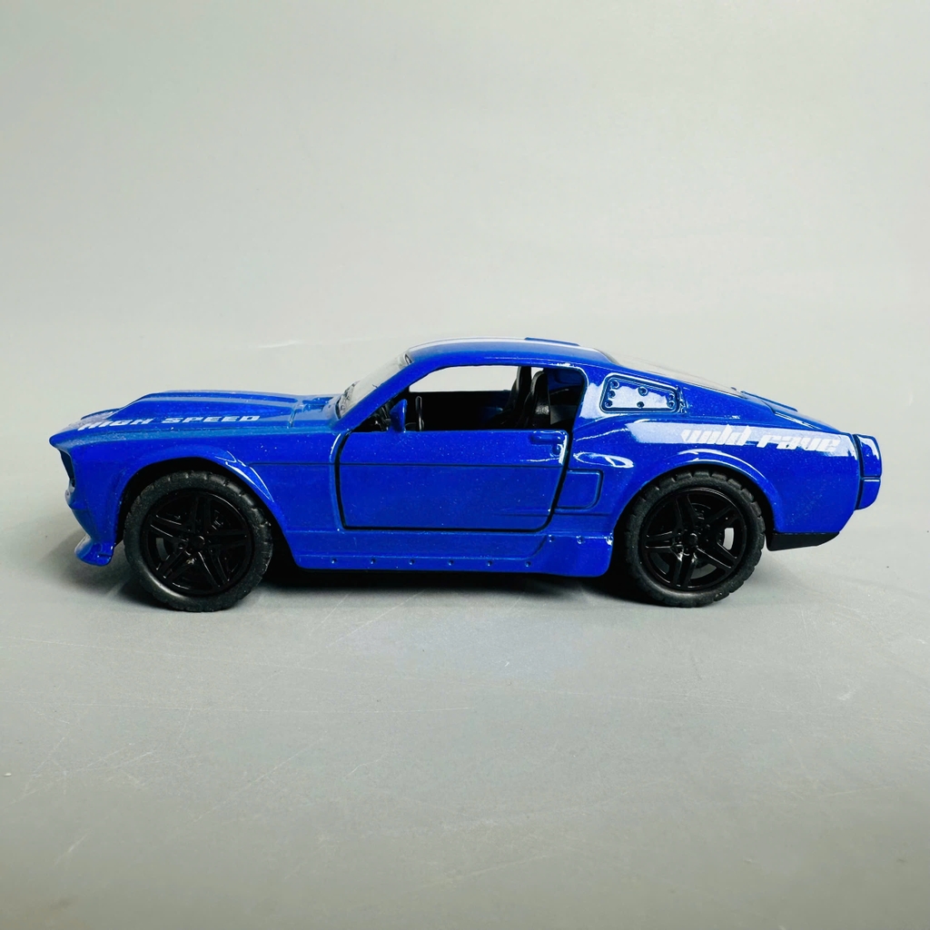 Mô Hình xe Mustang xanh biển sọc trắng tỉ lệ 1:36 Hợp kim có thể mở cửa - bánh sau chạy cót - Dài 11cm - rộng 5cm - cao 4cm - nặng : 500gram - FULL BOX : box màu SKU : oto354 n3-k11-t4-s3