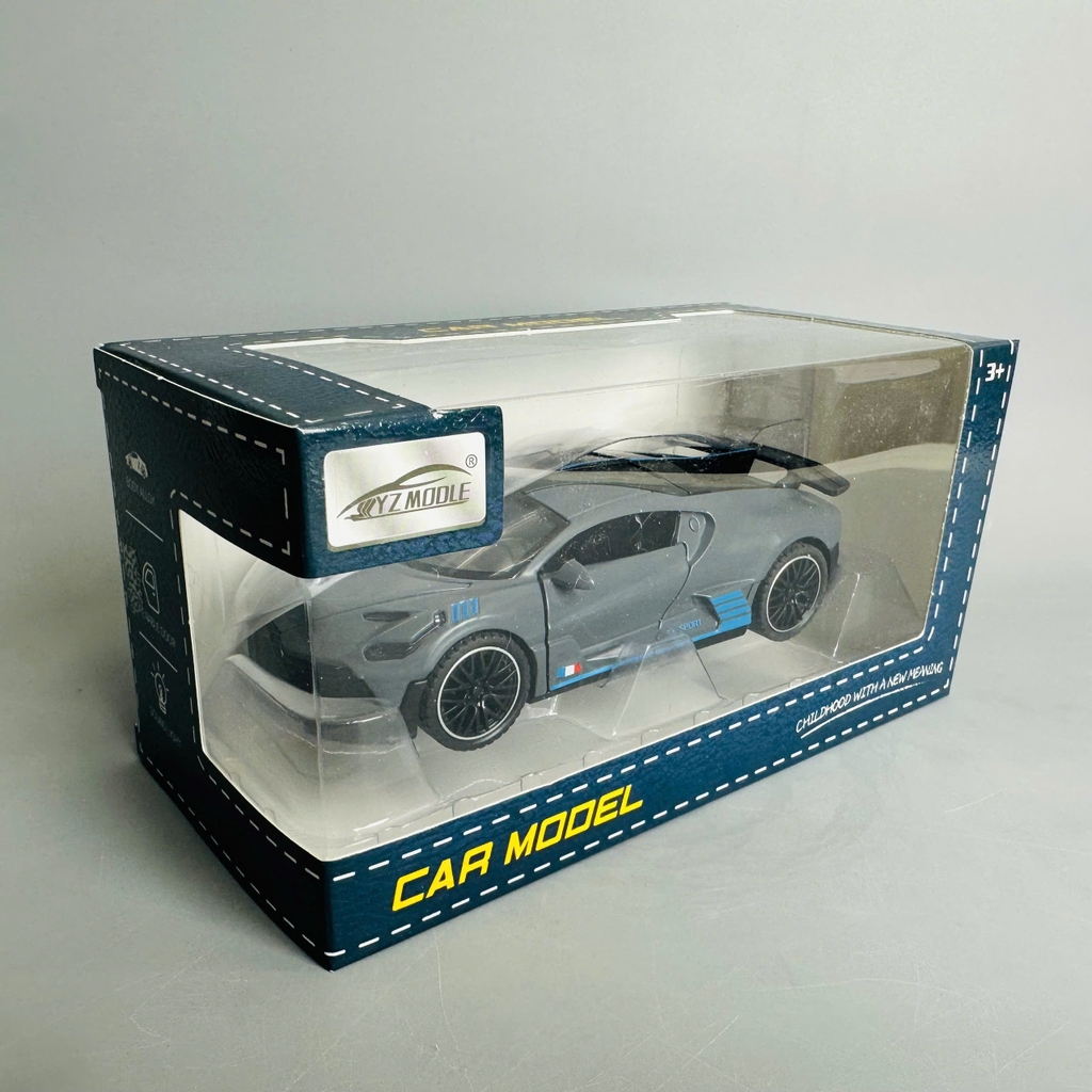 Mô Hình xe Bugati xám tỉ lệ 1:32 Hợp kim có thể mở cửa - bánh sau chạy cót - Dài 14cm - rộng 6cm - cao 5cm - nặng : 500gram - FULL BOX : box màu SKU : oto368 n3-k1-t2-s3