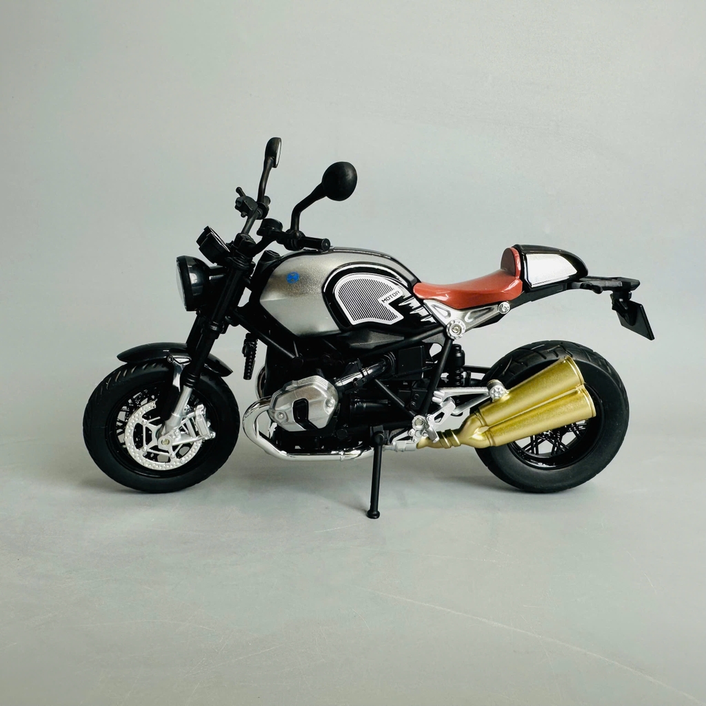 Mô Hình xe máy Motor BMW R9T xám 1:12 Hợp kim - Dài 17.5cm - rộng 7cm - cao 11cm - nặng ~ 700gram - FULL BOX : box màu SKU : oto384  n3-k6-t5-s2