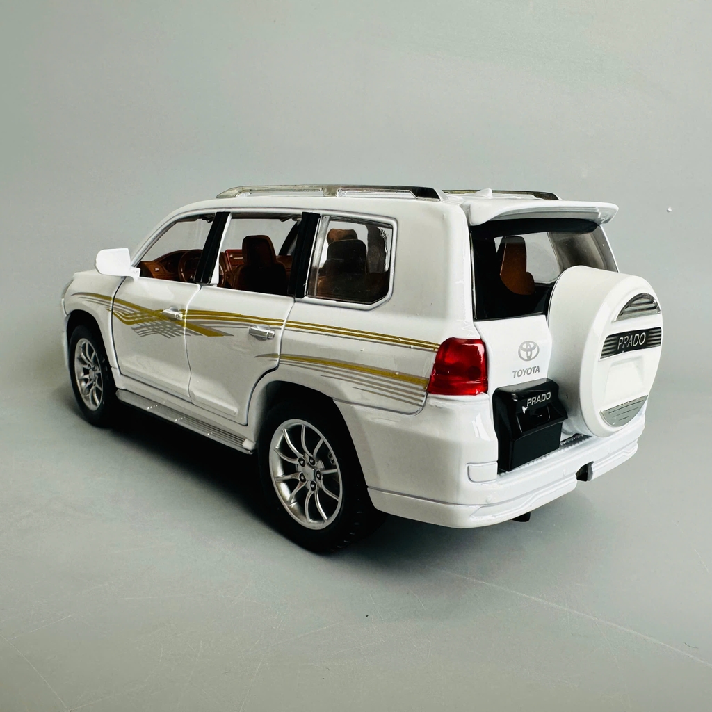 Mô Hình xe Landcruiser prado trắng tỉ lệ 1:24 Hợp kim có thể mở cửa - bánh sau chạy cót - Dài 21cm - cao 8cm - nặng 1000gram - Figure Oto - FULL BOX : box màu - SKU : oto397 N3-K1-T1-S4