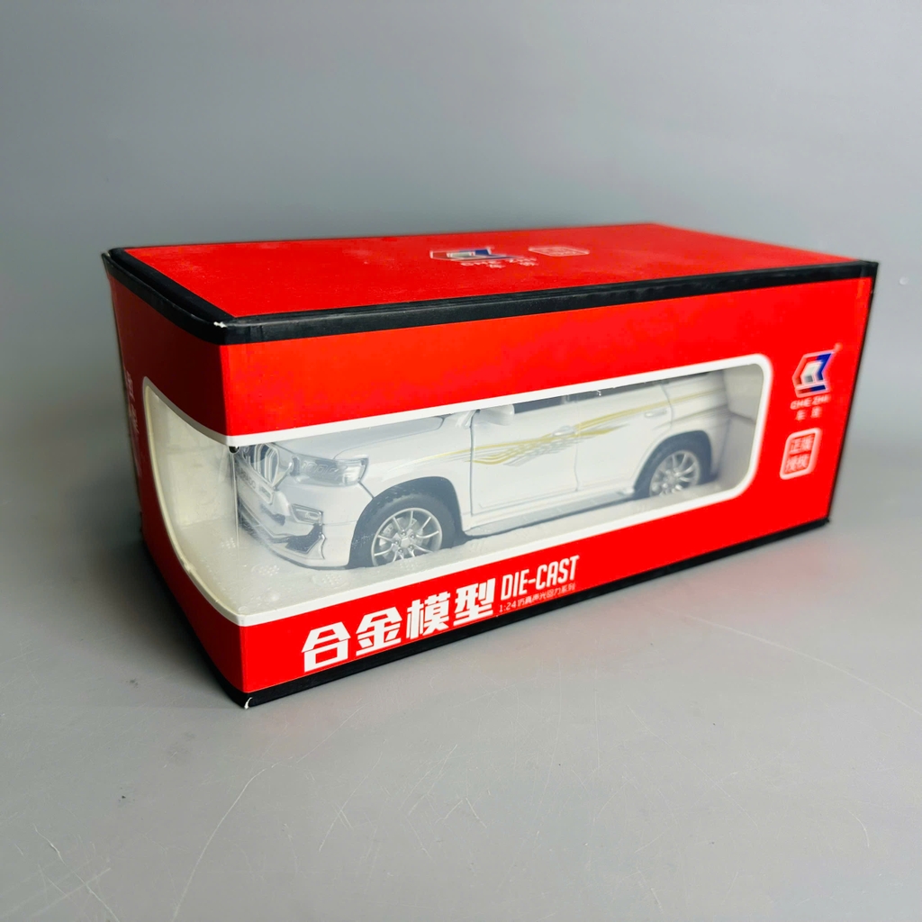 Mô Hình xe Landcruiser prado trắng tỉ lệ 1:24 Hợp kim có thể mở cửa - bánh sau chạy cót - Dài 21cm - cao 8cm - nặng 1000gram - Figure Oto - FULL BOX : box màu - SKU : oto397 N3-K1-T1-S4