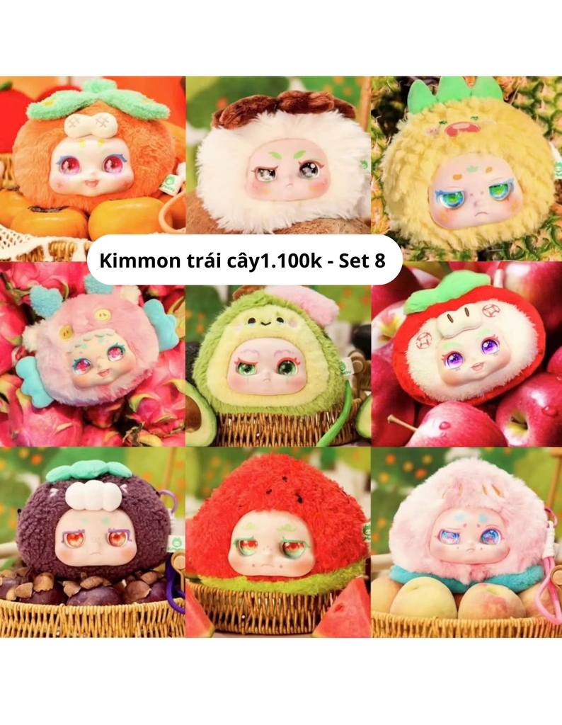 Hàng Chính Hãng - Blinbox kimmon trái cây blind box set 8 ngẫu nhiên - cao ~ 14cm - Nặng 500gram - Túi Mù - Hộp Màu