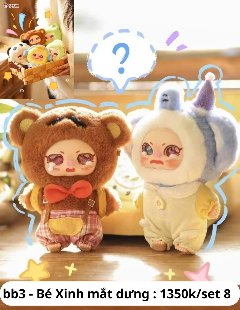 Hàng Chính Hãng - Blinbox babythree Heo Học Viện mắt dưng blind box set 8 ngẫu nhiên - cao ~ 18cm - Nặng 500gram - Túi Mù - Hộp Màu