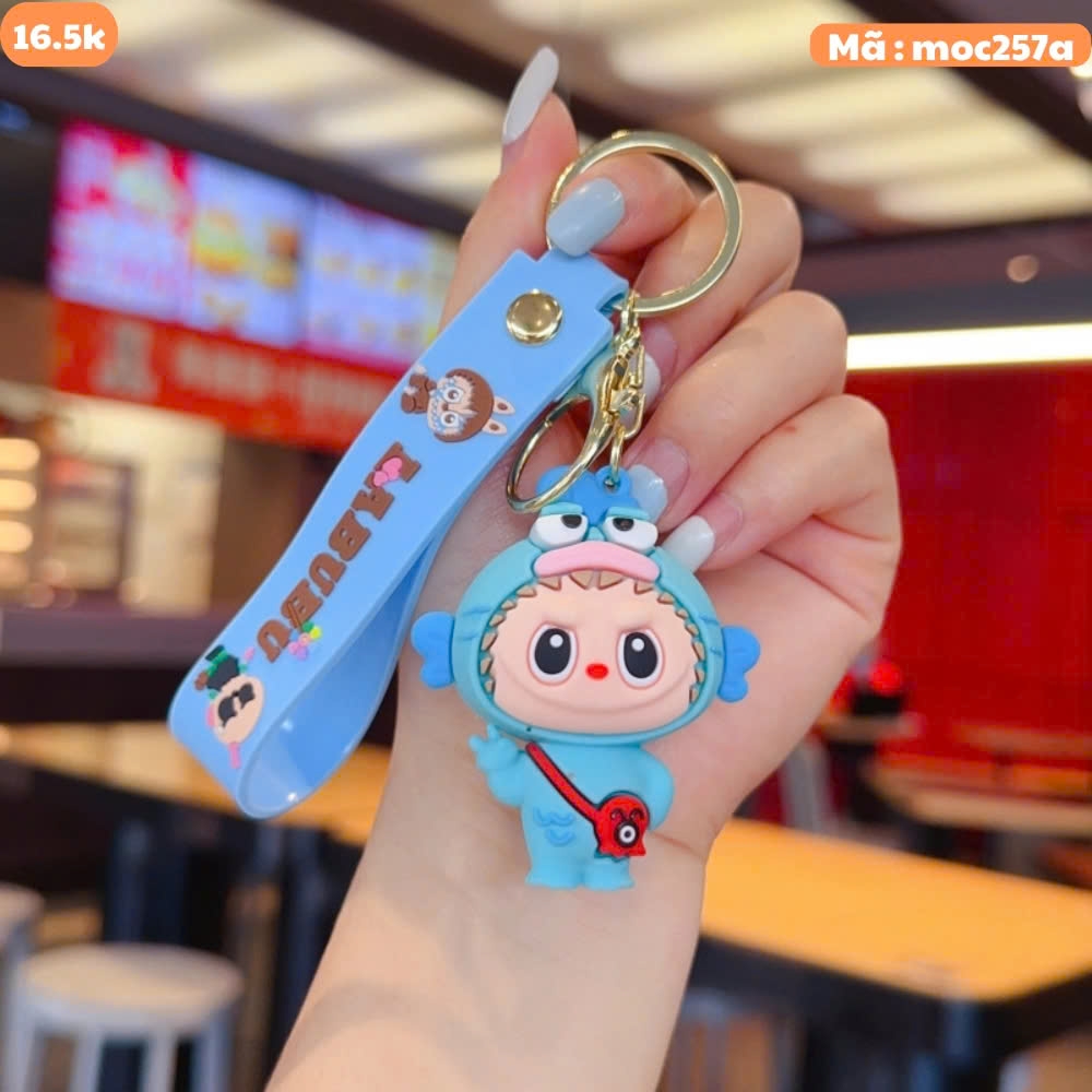 Móc Khóa labubu cosplay cá xanh - Dây móc dài : 10cm - Mô Hình Cao : 6cm - Nặng : 50gram - No Box : bọc túi OPP K76-T5-S2