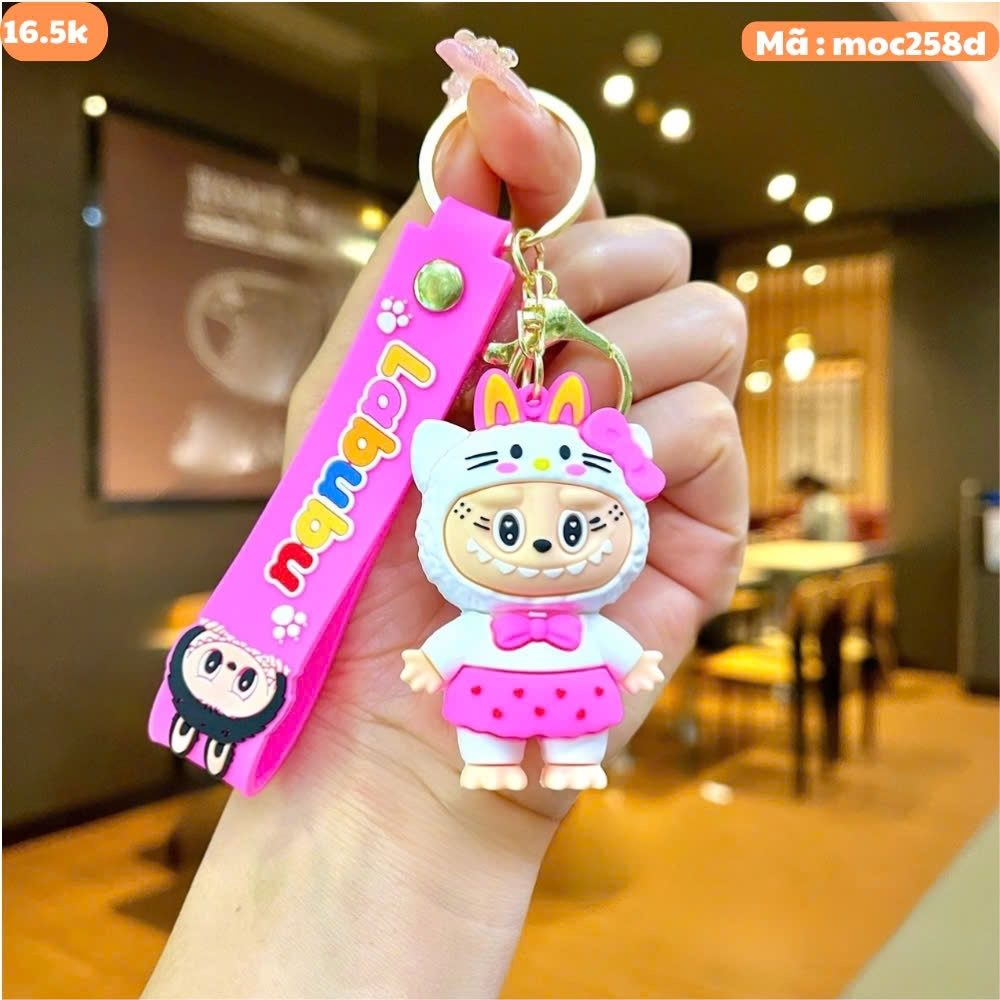Móc Khóa labubu trắng váy hồng - Dây móc dài : 10cm - Mô Hình Cao : 6cm - Nặng : 50gram - No Box : bọc túi OPP K76-T2-S1