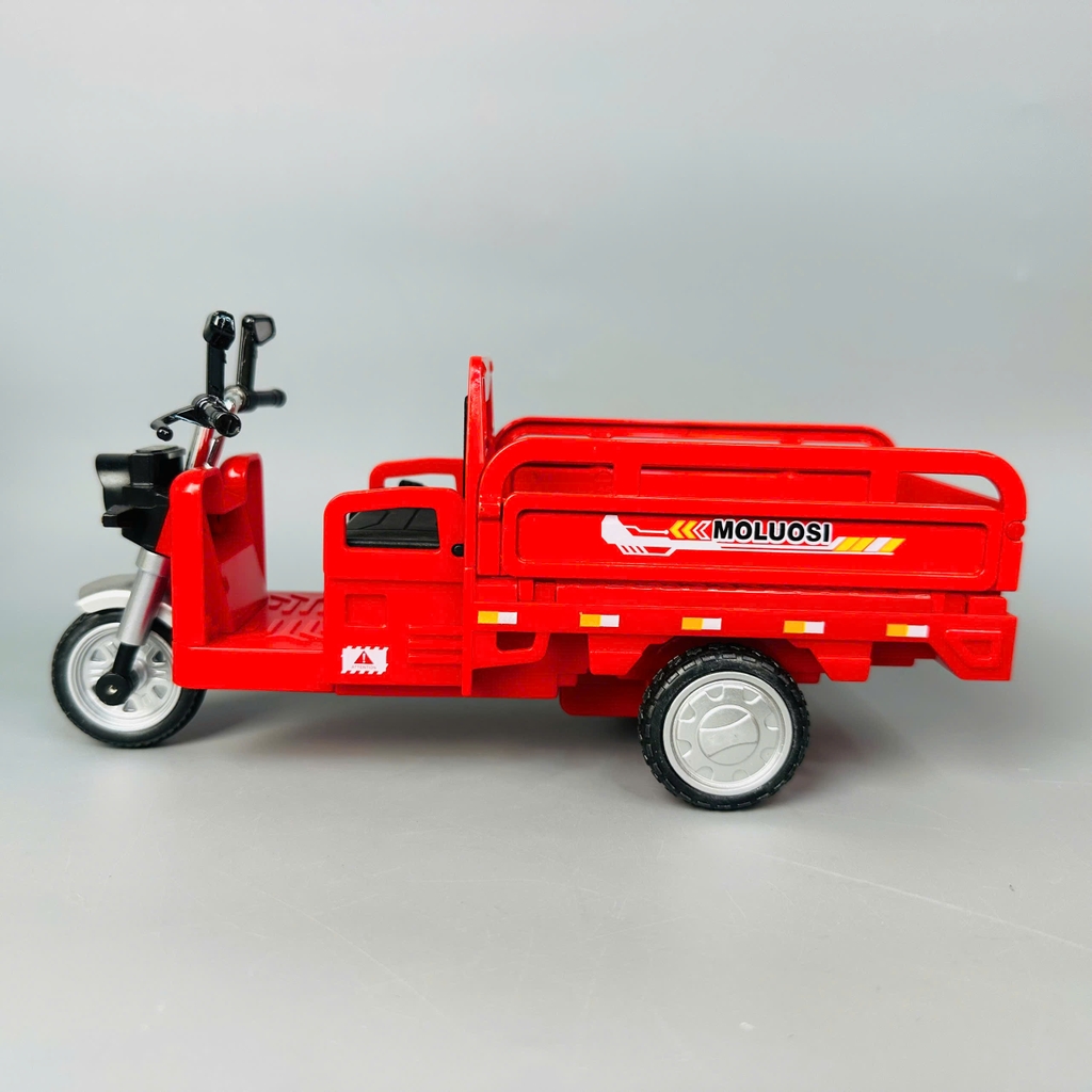 Mô Hình xe ba gác đỏ tỉ lệ 1:10 Hợp kim có thể mở cửa - bánh sau chạy cót - Âm Thanh - Dài 20.5cm - rộng 7.5cm - cao 9.5cm - nặng : 500gram - FULL BOX : box màu SKU : oto441 - K63-T5-S1