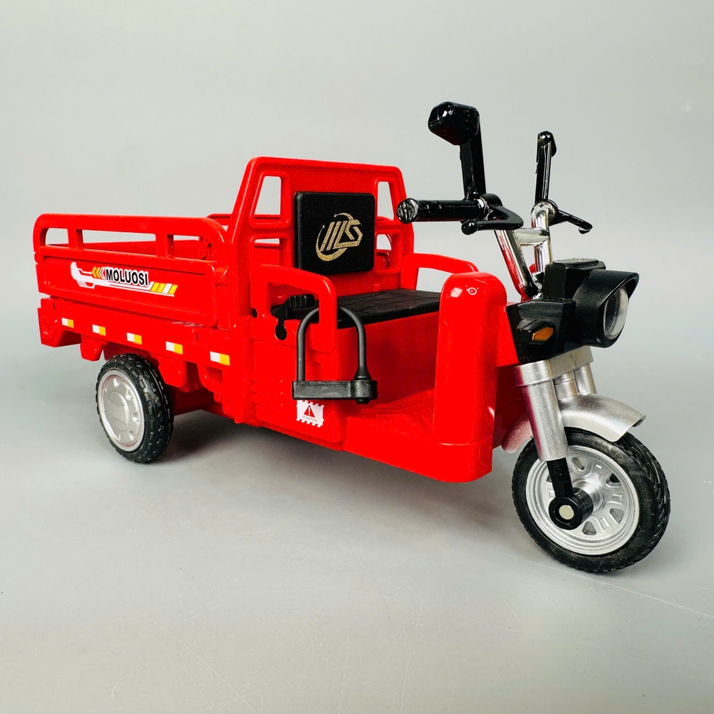 Mô Hình xe ba gác đỏ tỉ lệ 1:10 Hợp kim có thể mở cửa - bánh sau chạy cót - Âm Thanh - Dài 20.5cm - rộng 7.5cm - cao 9.5cm - nặng : 500gram - FULL BOX : box màu SKU : oto441 - K63-T5-S1