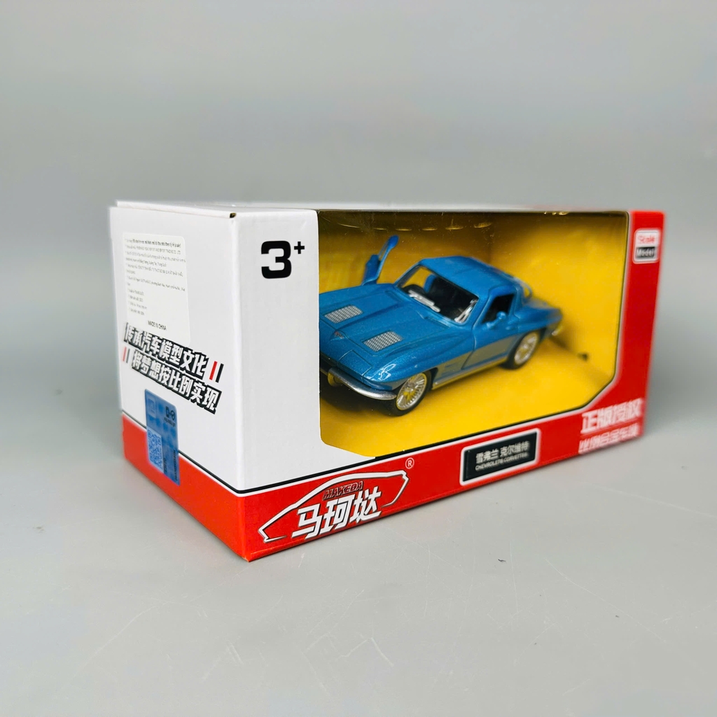 Mô Hình xe Chevrolet Corvette Split xanh biển tỉ lệ 1:32 Hợp kim có thể mở cửa - bánh sau chạy cót - Dài 12cm - rộng 4.5cm - cao 4cm - nặng : 300gram - FULL BOX : box màu SKU : oto447 - K70-T4-S3