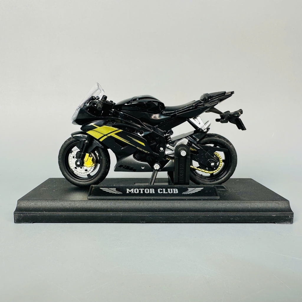 Mô Hình xe máy Đen Lé Vàng 1:18 Hợp kim - Dài 11cm - rộng 4cm - cao 6.5cm - nặng ~ 300gram - FULL BOX : box màu SKU : oto420 - K70-T2-S9