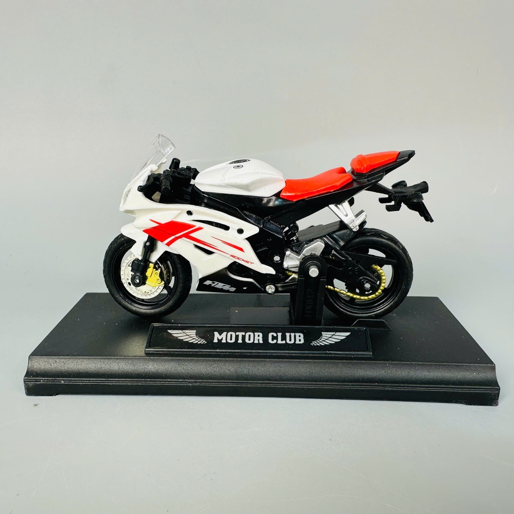 Mô Hình xe máy Trắng Yên Đỏ 1:18 Hợp kim - Dài 11cm - rộng 4cm - cao 6.5cm - nặng ~ 300gram - FULL BOX : box màu SKU : oto418 - K70-T2-S11