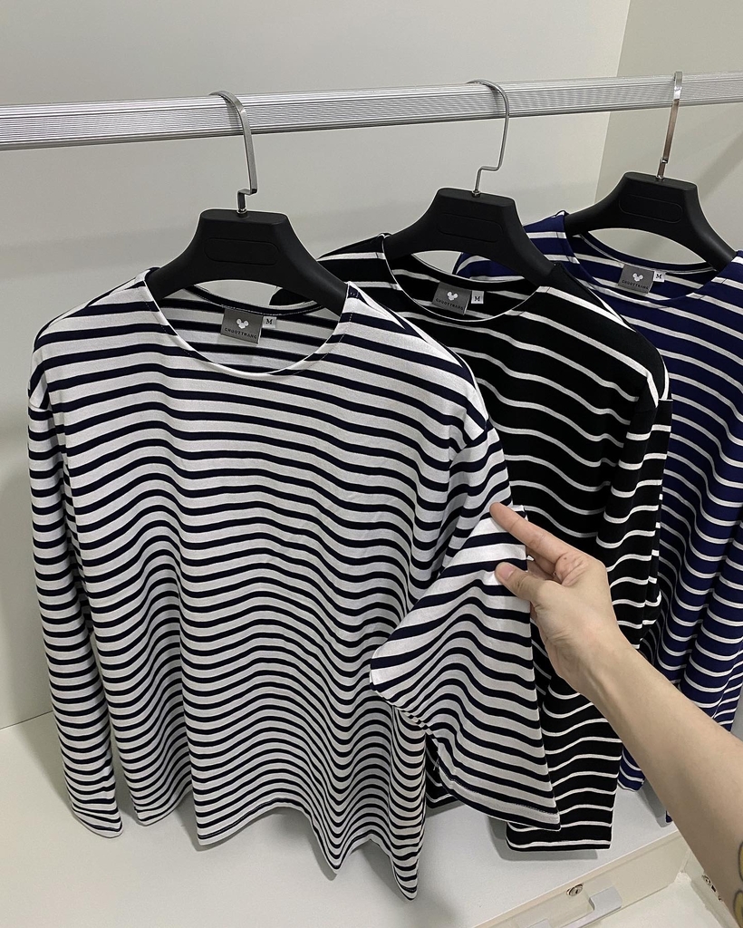 Long Tee / Striped Chuột Trắng