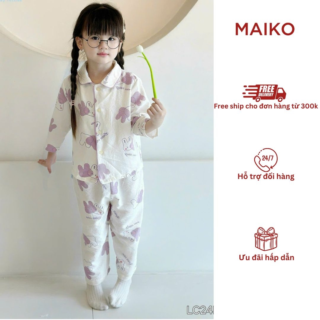 Set pijama đũi xốp họa tiết thỏ đáng yêu LCB123