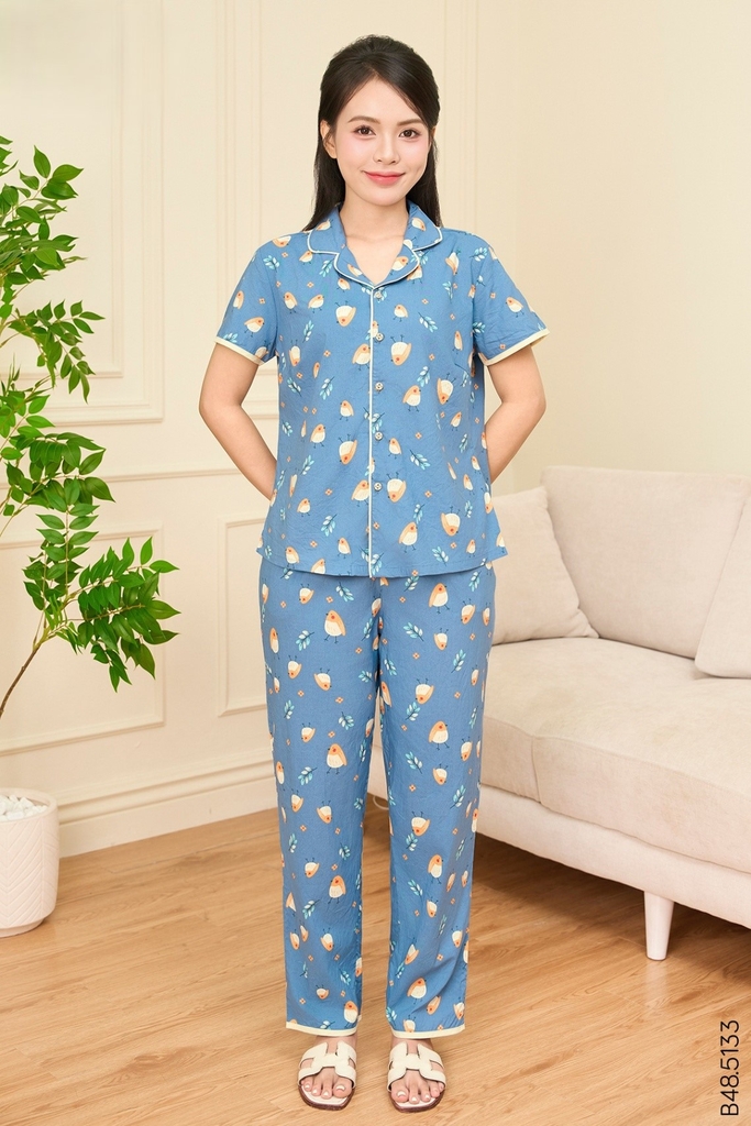 BỘ COTTON RAYON NỮ ÁO CỘC QUẦN DÀI B48.5133
