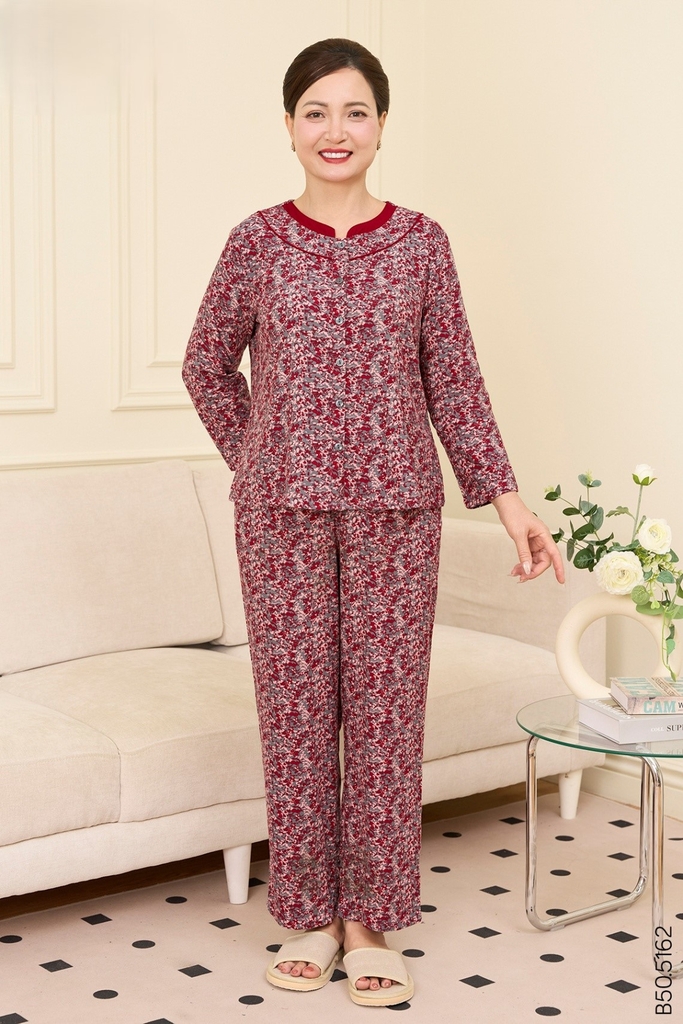 Bộ cotton rayon trung niên quần dài áo dài tay B50.5162