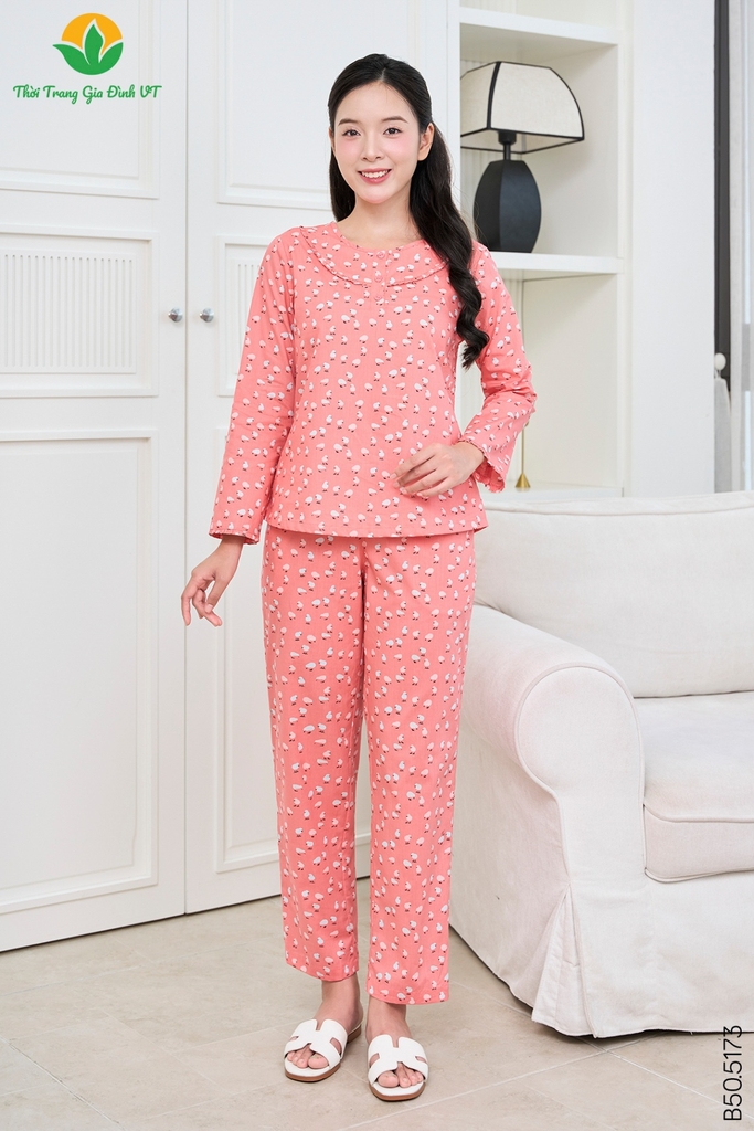 Bộ cotton nữ quần dài áo dài tay B50.5173.