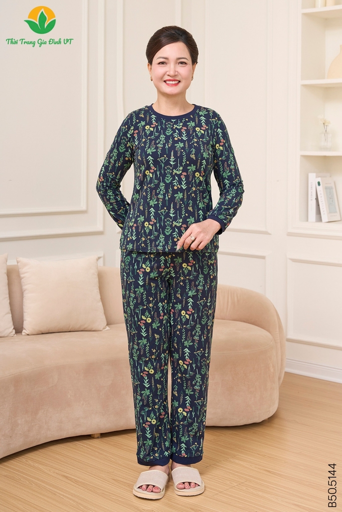Bộ dệt kim trung niên quần dài áo dài tay B50.5144.