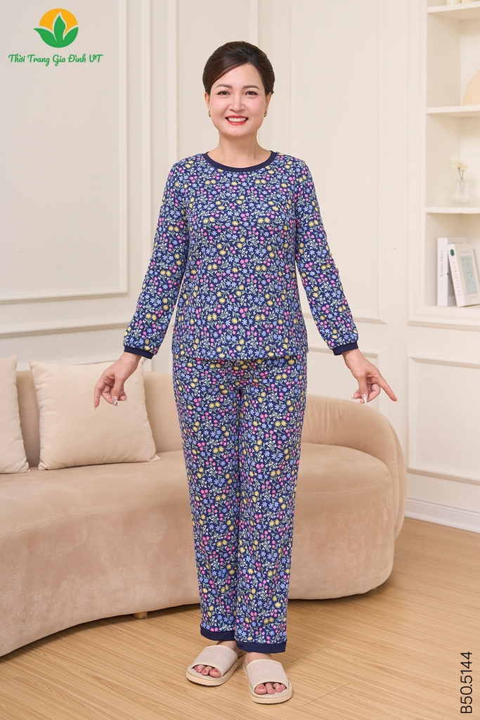 Bộ dệt kim trung niên quần dài áo dài tay B50.5144.