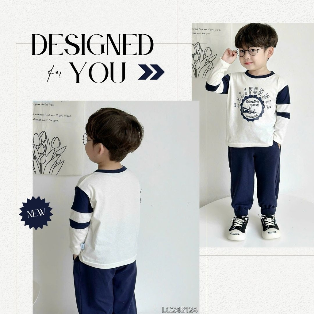 Bộ bé trai cotton California phong cách LCB124