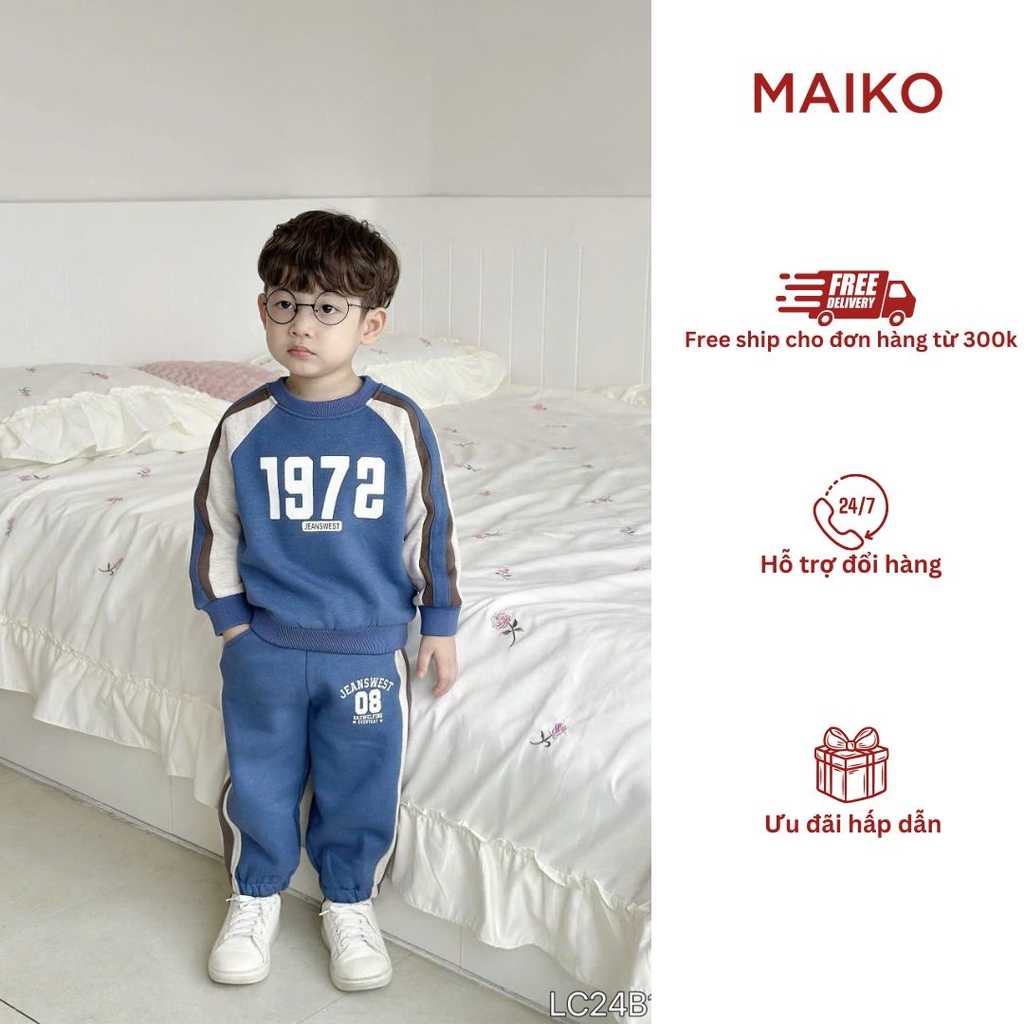 Bộ nỉ bông bé trai thể thao, năng động, phong cách LC24B169