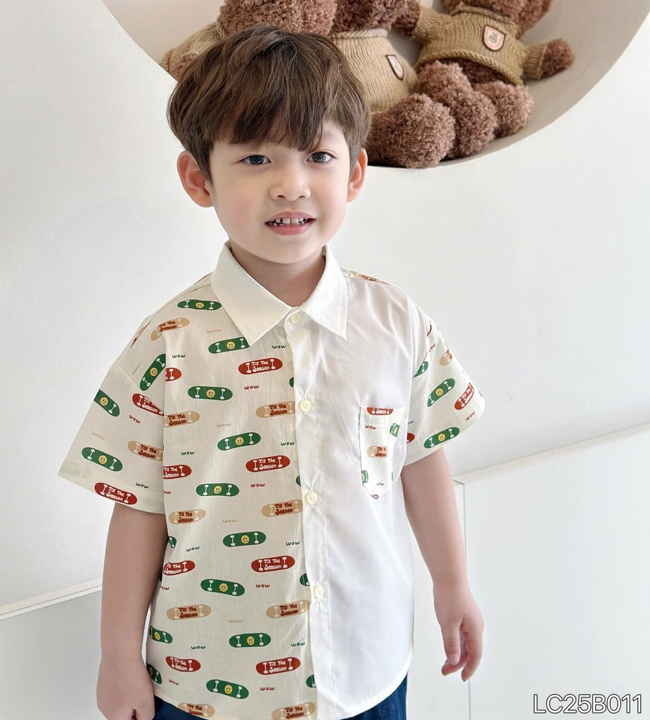Set sơ mi phối hoạ tiết ván trượt 80/140