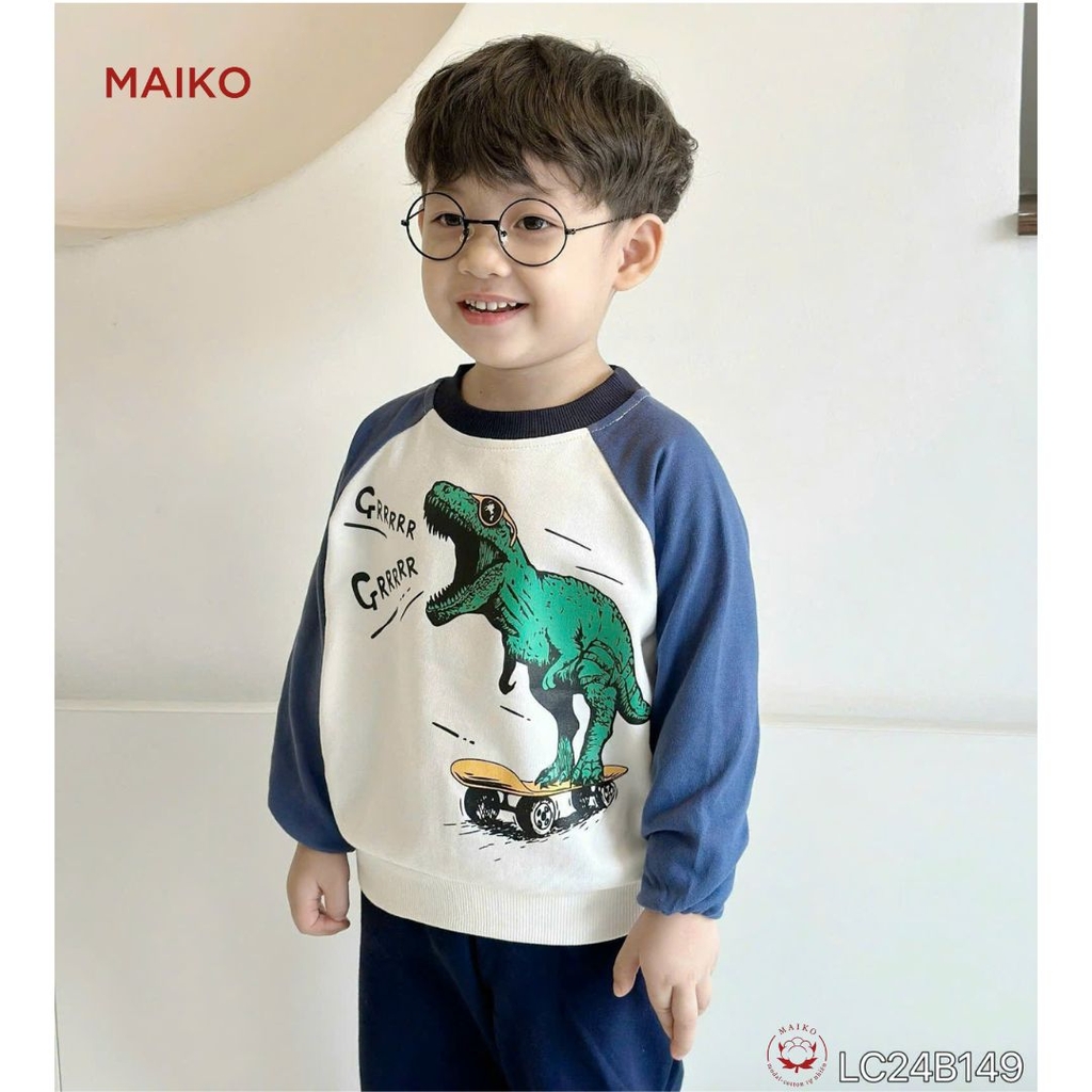 Bộ bé trai cotton da cá in khủng long  LCB149