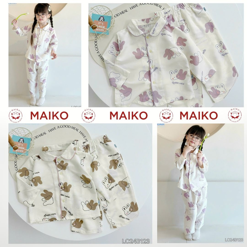 Set pijama đũi xốp họa tiết thỏ đáng yêu LCB123